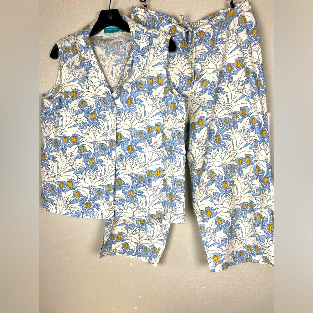 Floral Blue and Yellow Pajama Set